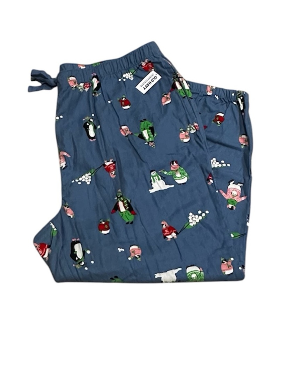 Old Navy Mid Rise Flannel Pajama Jogger Pants NEW Penguins Snowballs XXL